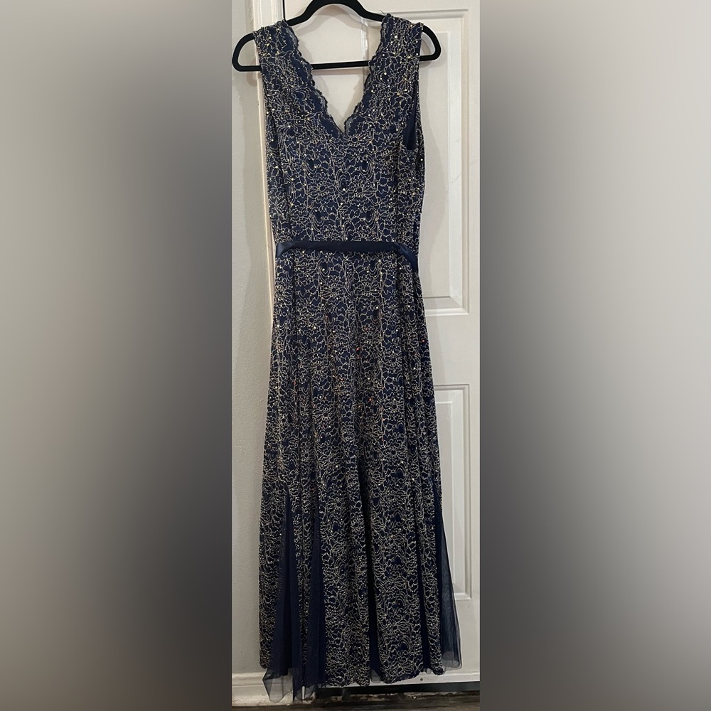 India Boutique Strapless Navy and Silver Dress